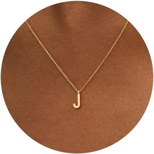 Initial Necklace for Women, 14K Gold Plated Dainty Personalized Letter Pendant - 1 of 4