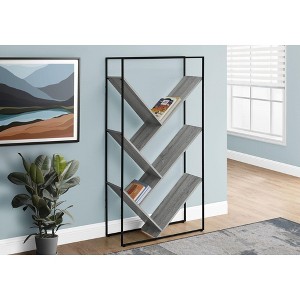 Sapphtopaz Modern 6-Tier Bookshelf with Open Slanted Shelves V-shaped Bookcase with Metal Frame Home Decor for Office,Living Room,Study Room - 1 of 4