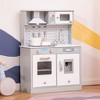 Qaba Kids Kitchen Play Cooking Toy Set, Wooden Kitchen Play Set with Sound & Light Effect, Battery Operated Cooktop, Ice Machine, for 3+ Years Old - 2 of 4