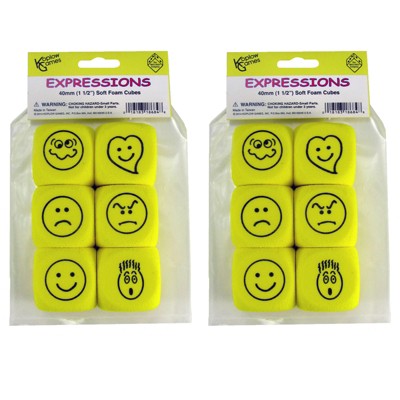 Koplow Games Foam Expressions Dice, 6 Per Pack, 2 Packs
