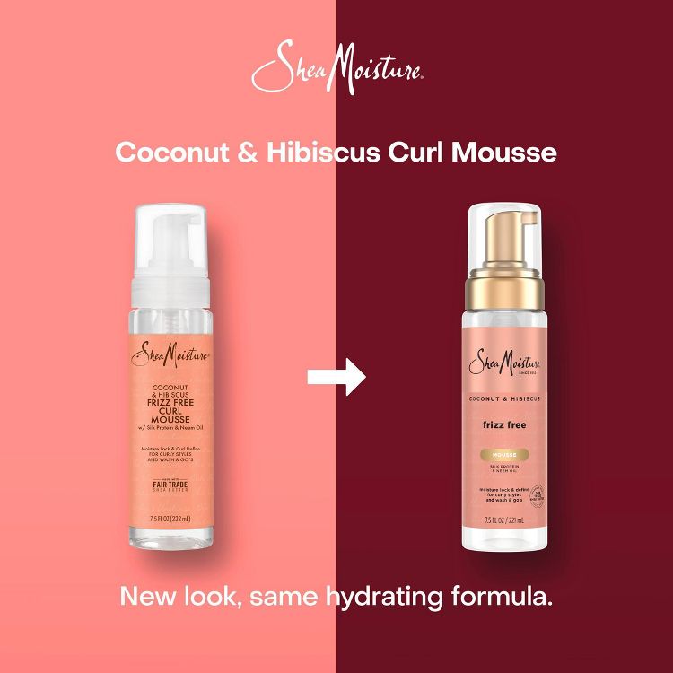SheaMoisture Coconut and Hibiscus Frizz-Free Curl Mousse - 7.5 fl oz: Shine Enhancing, Sulfate-Free, Daily Use, 4 of 8