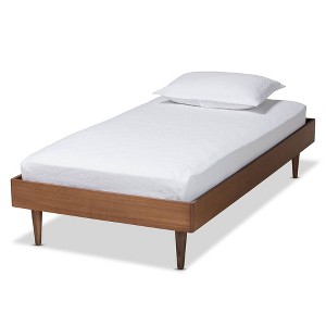 Twin Rina Wood Platform Bed Frame Walnut - Baxton Studio - 1 of 4