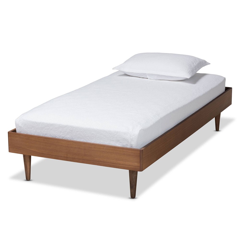 Photos - Bed Twin Rina Wood Platform  Frame Walnut - Baxton Studio