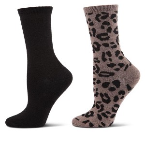 2 Pair Women's Leopard Cashmere Socks - 1 of 4