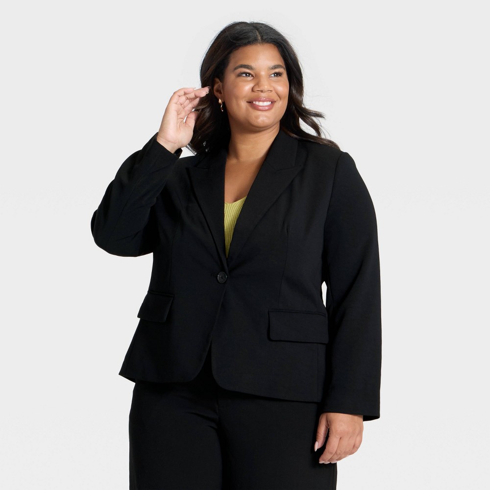Women's Signature Crepe Fitted Blazer - A New Day™ Black XXL