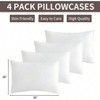 White Pillow Cases Set of 4 Queen Size - Super Soft, Smooth, Breathable, Machine Washable, Lightweight 20x30 Inches - 3 of 4
