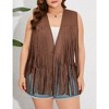 Whizmax Women's Plus Size Tassel Vest Hippie Faux Suede Rivets Sleeveless Costume Fringe Jacket - 2 of 4