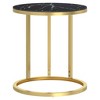 vidaXL Side Table Gold and Black Marble 17.7 in. Tempered Glass - 2 of 4