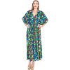 LA LEELA Women's House Daily Routine Evening Wear Vacation Holiday Casual Loungewear Loose Caftan Slit Dress Maxi House Sleep Shirt 2X-3X Blue, Floral - 3 of 4