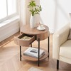 19.69" Coffee Table with Drawer Circle End Tables Wooden Bedside Table Metal Frame for Living Room, Bedroom and Small Spaces - 3 of 4