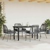 vidaXL Patio Dining Set with Cushions Garden Table and Chairs Poly Rattan Glass - Black 55.1" x 27.6" x 29.1" 4 Chairs - 3 of 4
