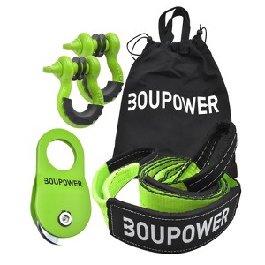 Recovery Gear Kit Including 10 Ton Snatch Block Pulley with Winch Line Dampener, 3/4" d Ring Shackles, 3" x 20' Tow Strap , 3" X8' Tree Saver Strap - 1 of 4