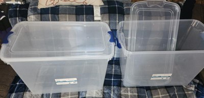 Homz 112 Quart Extra Large Rectangular Clear Plastic Storage Container Bins  With Secure Latching Lid, Grey Latch, (2-pack) : Target