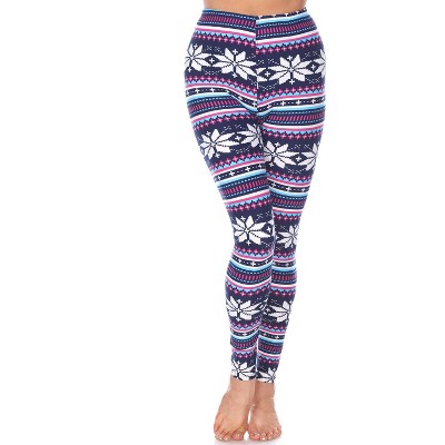 Women's One Size Fits Most Printed Leggings Purple/fuchsia Paisley One Size  Fits Most - White Mark : Target