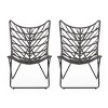 Outdoor Boho Modern Wicker Accent Chairs,Rattan Garden Lounge Chair,Poolside Chairs,Sun Loungers,Fishing Chair Set Of 2-Cuddlewood - 3 of 4