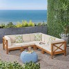 Christopher Knight Home Brava Outdoor Acacia Wood 5 Seater Sectional Sofa Set with Cushions - 2 of 4