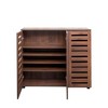 Homy Casa 5-Tier Shoe Storage Cabinet with Adjustable Shelves and Slatted Doors for Entryway, Walnut - 4 of 4