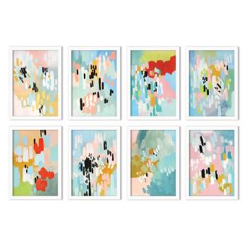 Abstract Paint Strokes by Annie Bailey - Abstract Modern 8 Piece Black Framed Art Set - Americanflat