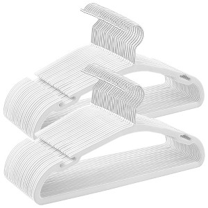 50-Pack Velvet Hangers with Pants Bar & Swivel Hook, 17 Inch Non-Slip Coat Hangers with Wide Shoulder Notches, Cloud White - 1 of 4