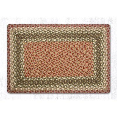 Earth Rugs Olive/ Burgundy/ Gray Oblong Braided Jute Rug – Rustic Farmhouse Handcrafted Accent Rug for Kitchen or Hallway