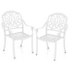 Costway 2 PCS Patio Cast Aluminum Dining Chairs Armrests Outdoor Stackable Brown/White - 2 of 4