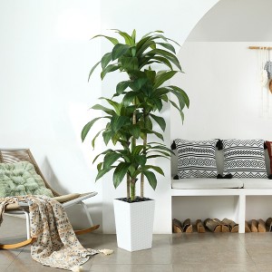 5-6ft UV & Sunproof Artificial Dracaena Tree for Indoor/Outdoor - Faux Silk Plant in Tall Planter, Tall Faux Tree for Home & Garden Decor - 1 of 4