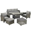 XIZZI Outdoor Sectional Sofa Set, Modular Outdoor Wicker Sofa Set with Optional Solar Table, Ottomans or Fire Pit in 6 Colors, All-Weather Design - 2 of 4