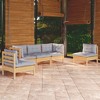 vidaXL Solid Pinewood Patio Lounge Set 5 Piece with Cushions - Brown and Gray - 2 of 4