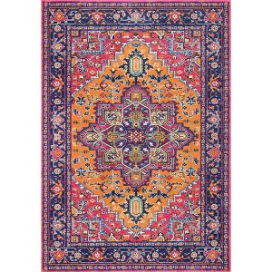 Nuloom Jaclyn Medallion 10x14 Area Rug for Living Room Bedroom Dining Room Kitchen, Hot Pink/Orange - 1 of 4