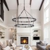 Large 20-Light Double Tier Wagon Wheel Chandelier Black Candle Fixture for Foyer or Dining Room - 2 of 4