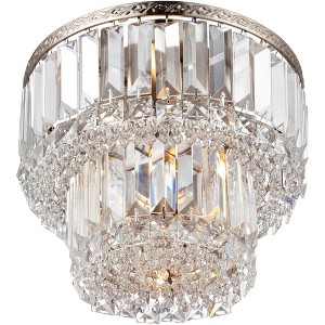 Vienna Full Spectrum Magnificence Modern Ceiling Light Flush Mount Fixture 10" Wide Brushed Satin Nickel 3-Light LED Crystal for Bedroom Living Room - 1 of 4
