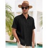 Men's Cotton Linen Shirts Relaxed Fit Short Sleeve Beach Button Down Shirt Button Up Pleats Guayabera Shirts - 3 of 4
