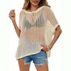 Imily Bela Womens Oversized Crochet Top Batwing Sleeve Boho Beach Cover Up Lightweight - 3 of 4