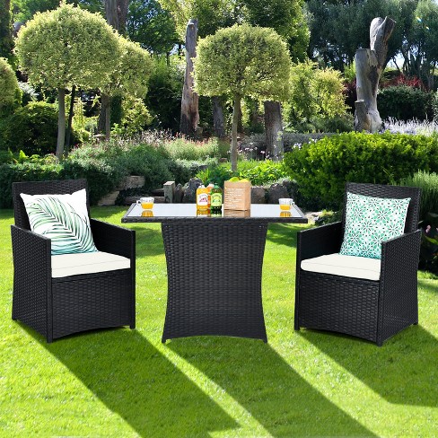 Space saving rattan on sale dining set