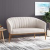 CIPACHO Mid Century Modern Loveseat with Plush Channel Stitching, Curved Backrest, and Brown Rubberwood Legs for Living Room Bedroom 55"x25.50"x30" - 3 of 4