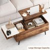 Garvee Lift Top Coffee Table with Storage Shelf, Hidden Compartment and Hydraulic Lifting Rod for Living Room, Reception Room, Office, Brown - 4 of 4