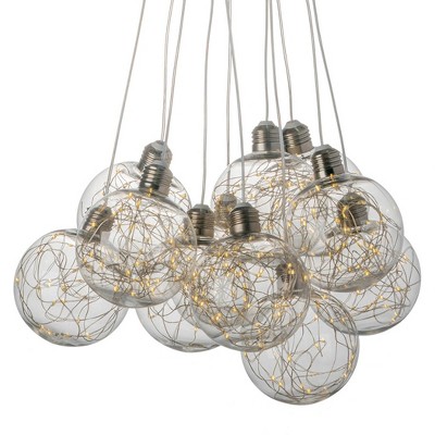 14.5"x41" Drop Globes Chandelier Ceiling Light Clear - A&B Home: Contemporary Aluminized Finish, 9-Light Fixture