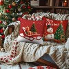 Lomsoe 4pcs Festive Christmas Throw Pillow Covers - Red Truck, Christmas Tree, Santa Claus with "Merry Christmas" - Zippered for Holiday Home Decor - 4 of 4