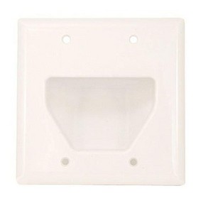 Monoprice 2-Gang Recessed Low Voltage Cable Wall Plate - White - 1 of 4