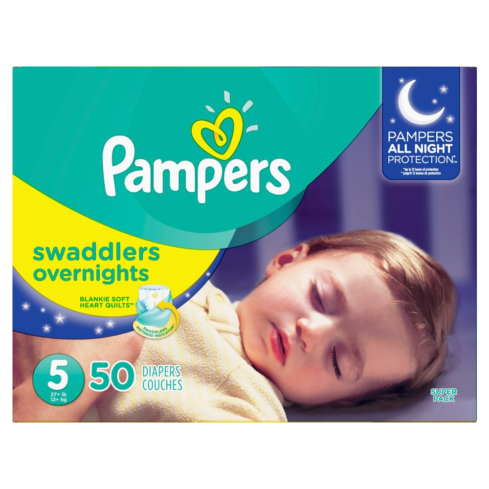Pampers Swaddlers Overnight Diapers - Size 5 (52 ct)