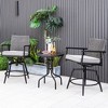 Tangkula Patio Swivel Bar Stools Set of 2 Outdoor Counter Height Bar Chairs w/ PE Rattan Back - 3 of 4