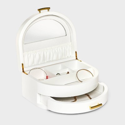 Half Crescent Lacquer Organizer Jewelry Box - A New Day&#8482; White