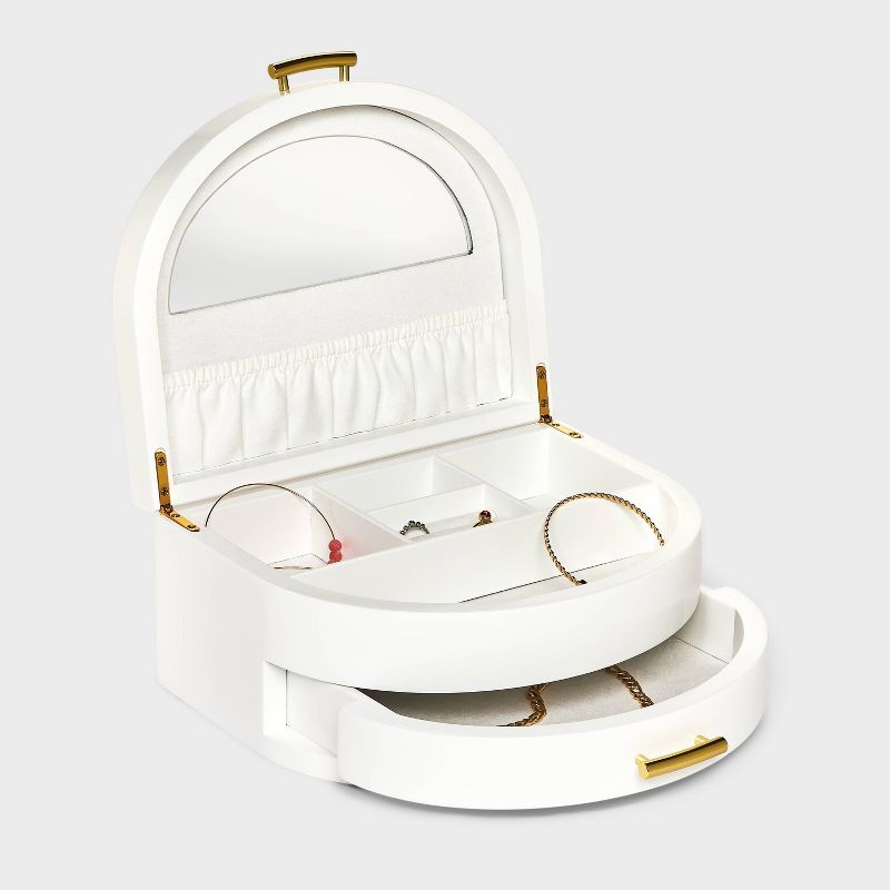 Half Crescent Lacquer Organizer Jewelry Box - A New Day&#8482; White, 2 of 3