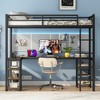 Bellemave Twin XL Loft Bed Frame with Desk and Storage Shelves, Metal Loft Bed with Ladder and Guardrails, Black - 3 of 3