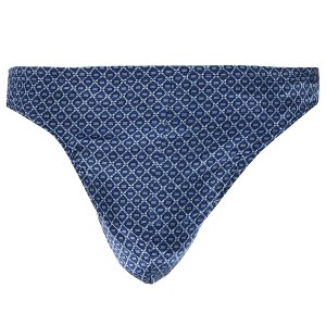 Men's Stretch Silk Thong Diamond Pattern Adult Underwear G-String Blue - 1 of 4