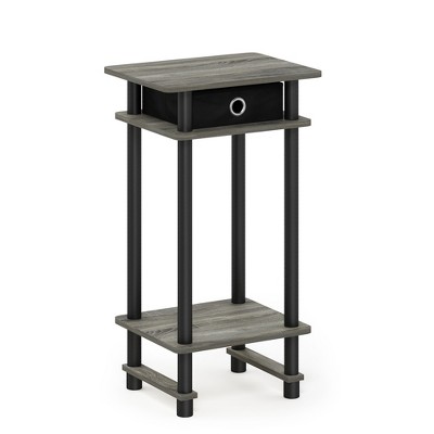 Furinno 17017 Turn-N-Tube Tall End Table with Bin, French Oak/Black/Black