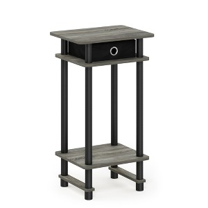 Furinno 17017 Turn-N-Tube Tall End Table with Bin, French Oak/Black/Black - 1 of 1