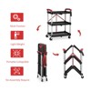 3-tier rolling cart, foldable multi-purpose cart, PP shelves, with lockable 360° swivel wheels, household tool cart, - 4 of 4