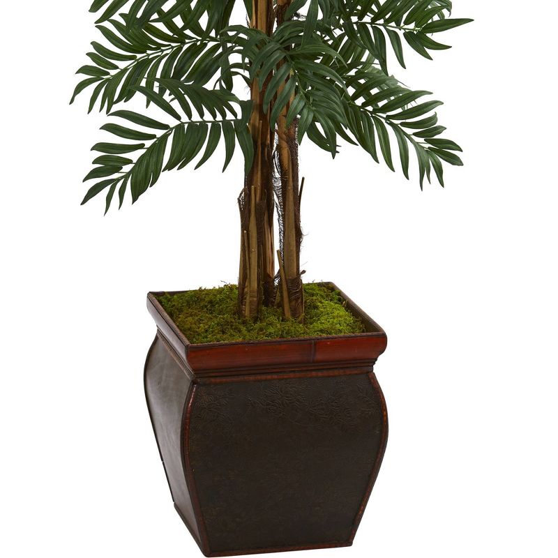5&#39; Artificial Parlor Palm Tree in Decorative Planter Green/Brown - Nearly Natural, 4 of 5