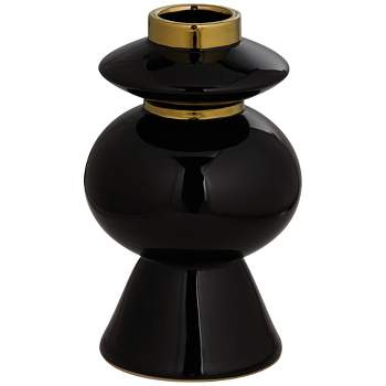 Studio 55D Kingfisher 13" High Shiny Black Ceramic Vase